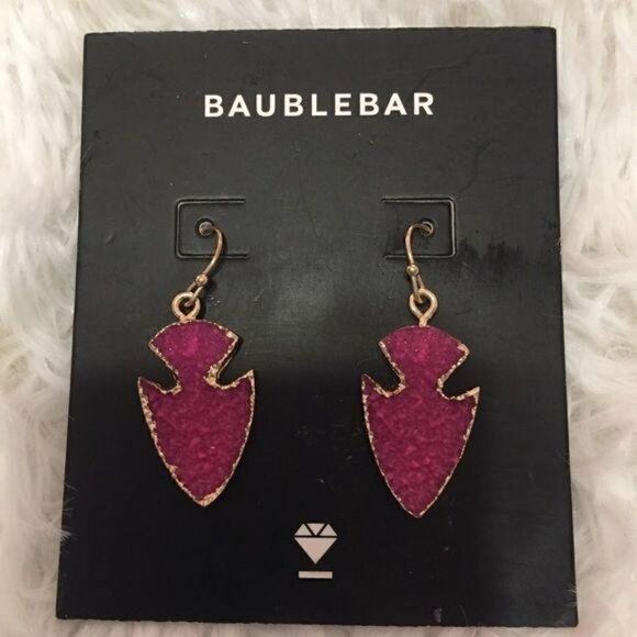 Baublebar Pink Druzy Arrowhead Earrings New - Picture 1 of 3